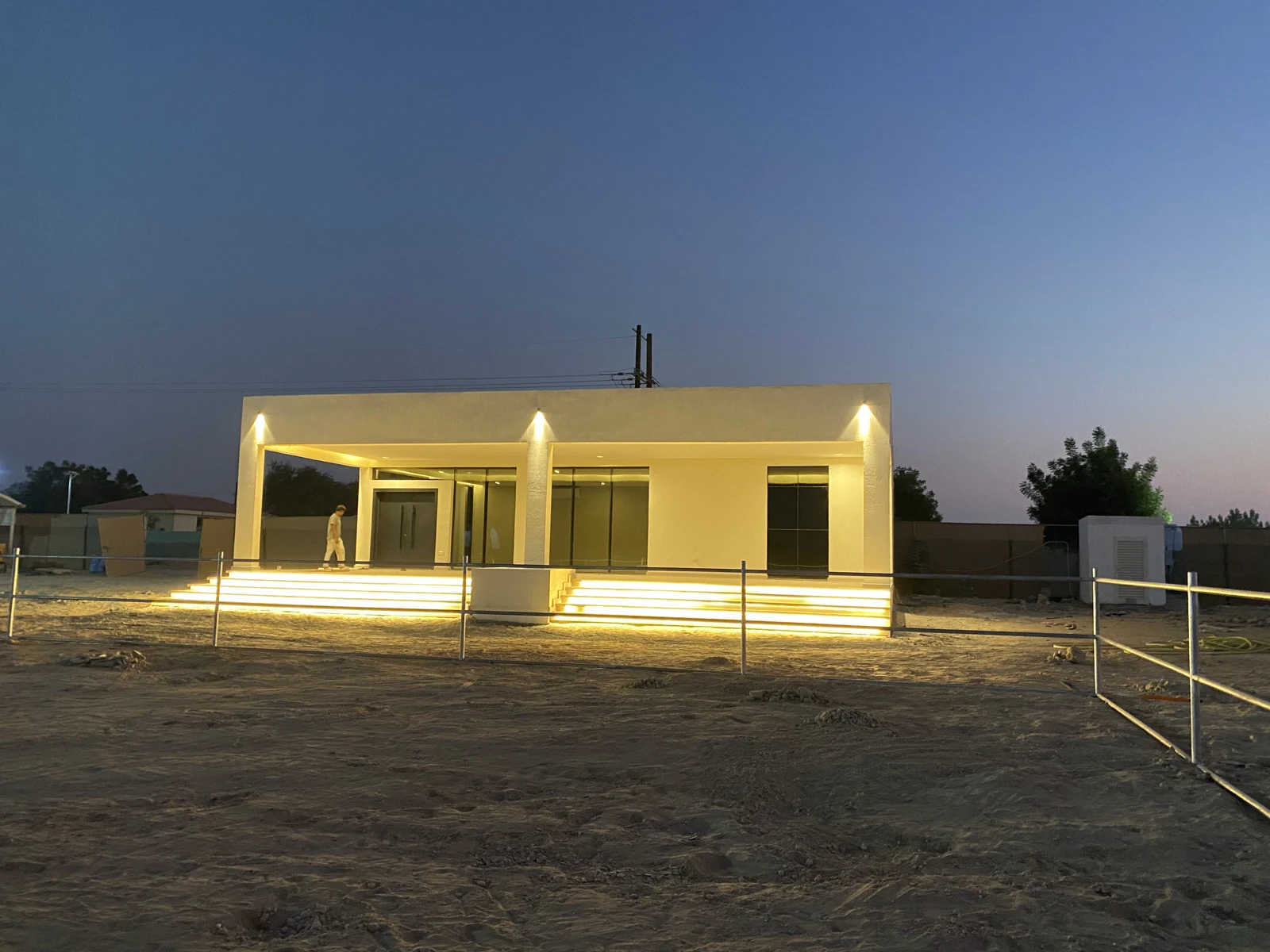 Exterior finishing at dusk